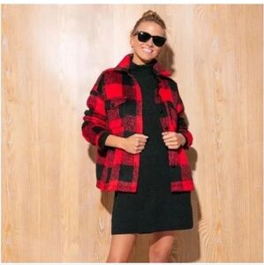 Pomander Place Tuckernuck Buffalo Red and Black Plaid Wool Blend Jacket